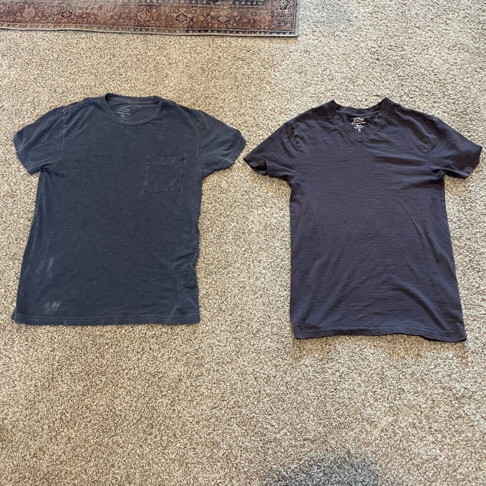 J. Crew Mens T shirt Lot Garment Dyed 100% Cotton XS Purple V neck / S Blue Crew
